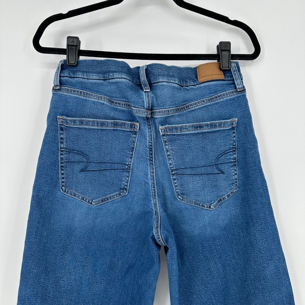 American Eagle Curvy Super High Rise Baggy Straight Denim Blue Jeans Women's 8 L - Picture 4 of 6